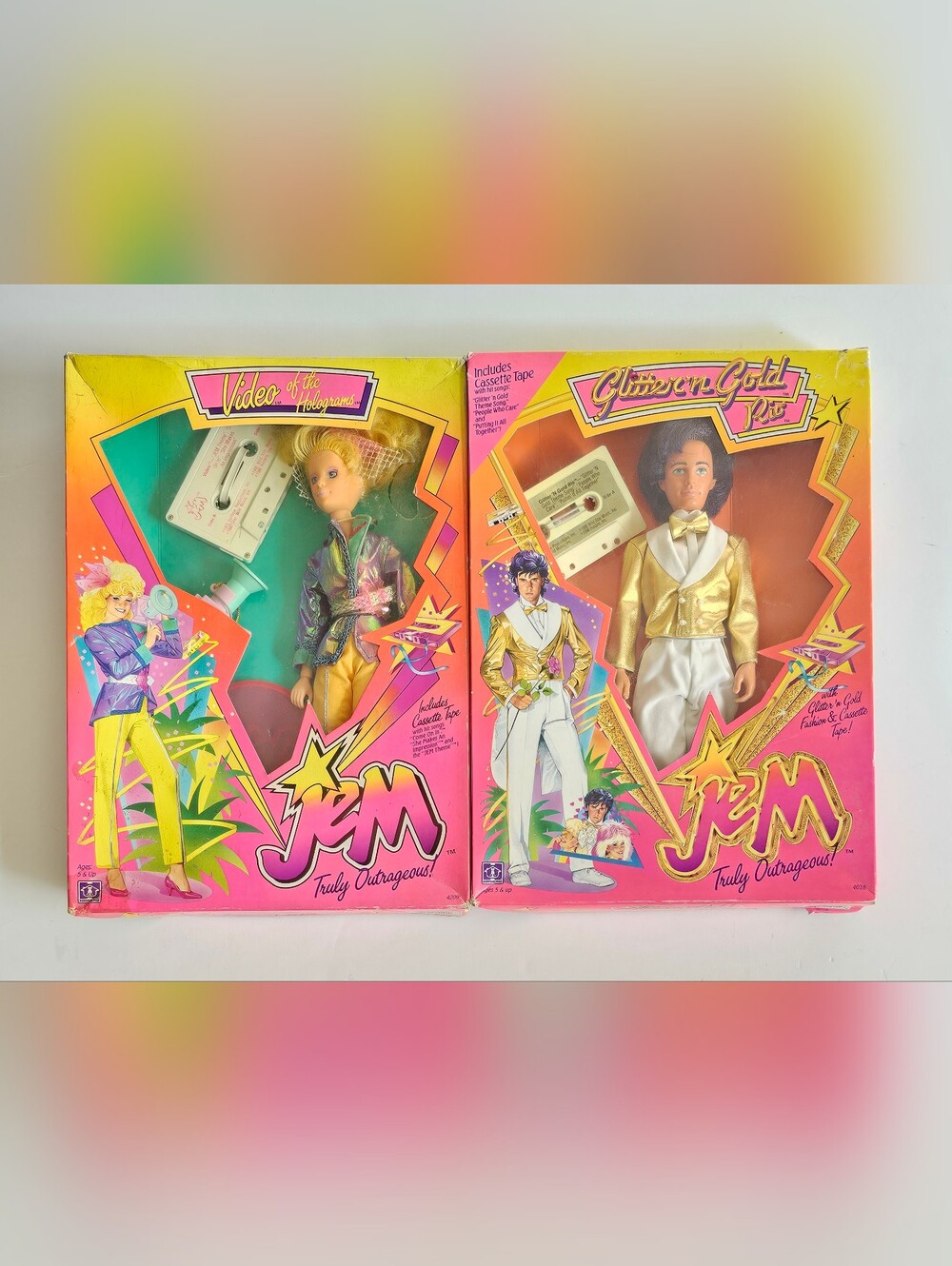 Vintage 1986 Jem and the Holograms Doll Lot Video & Glitter Gold Rio NIB Hasbro